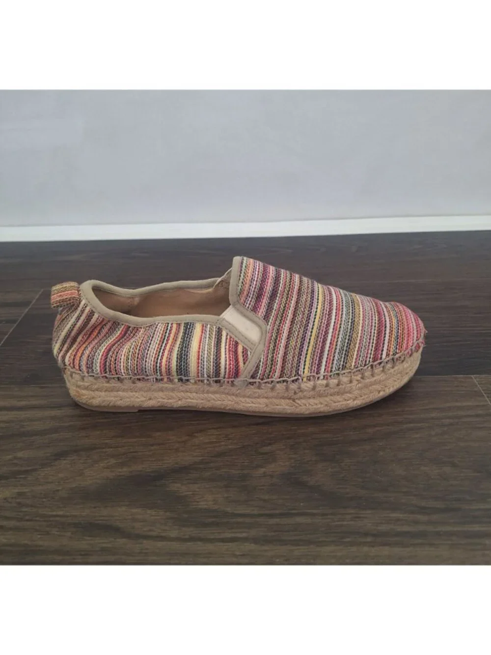 💙 Sam Edelman Espadrille Slip On Sneakers Size 8.5 Multicolor Stripe Platform